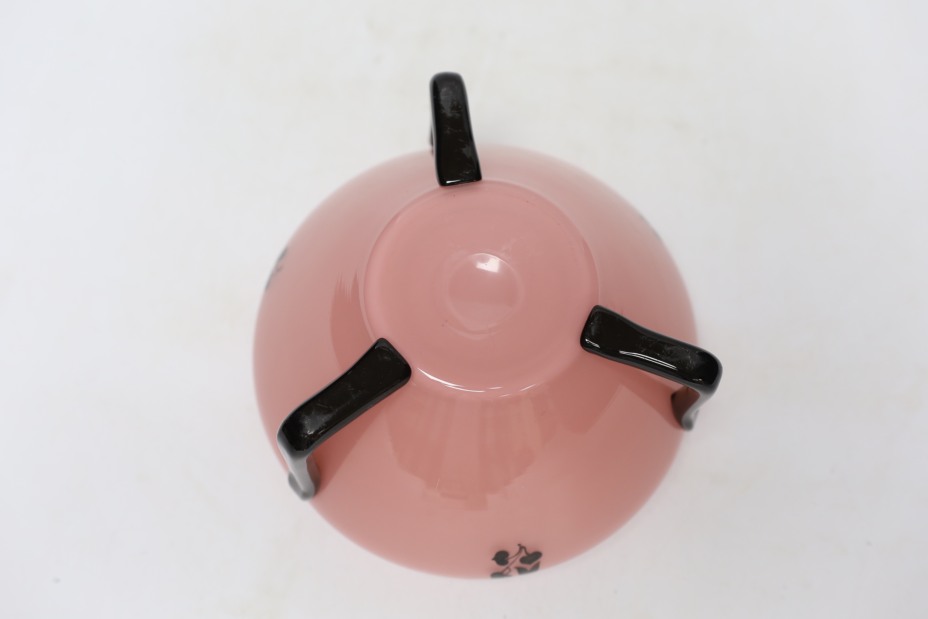 Dagobert Peche (1887-1923), a pink and black glass vase, 10cm